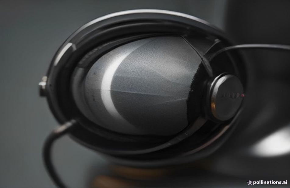 Macro cross-section photograph of an audiophile headphone dynamic driver showing vapor-deposited beryllium foil dome and Nomex aramid suspension elements