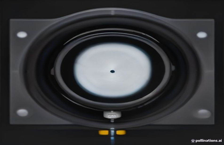 Macro view of an orthodynamic headphone driver's push-pull magnet structure and traced diaphragm.